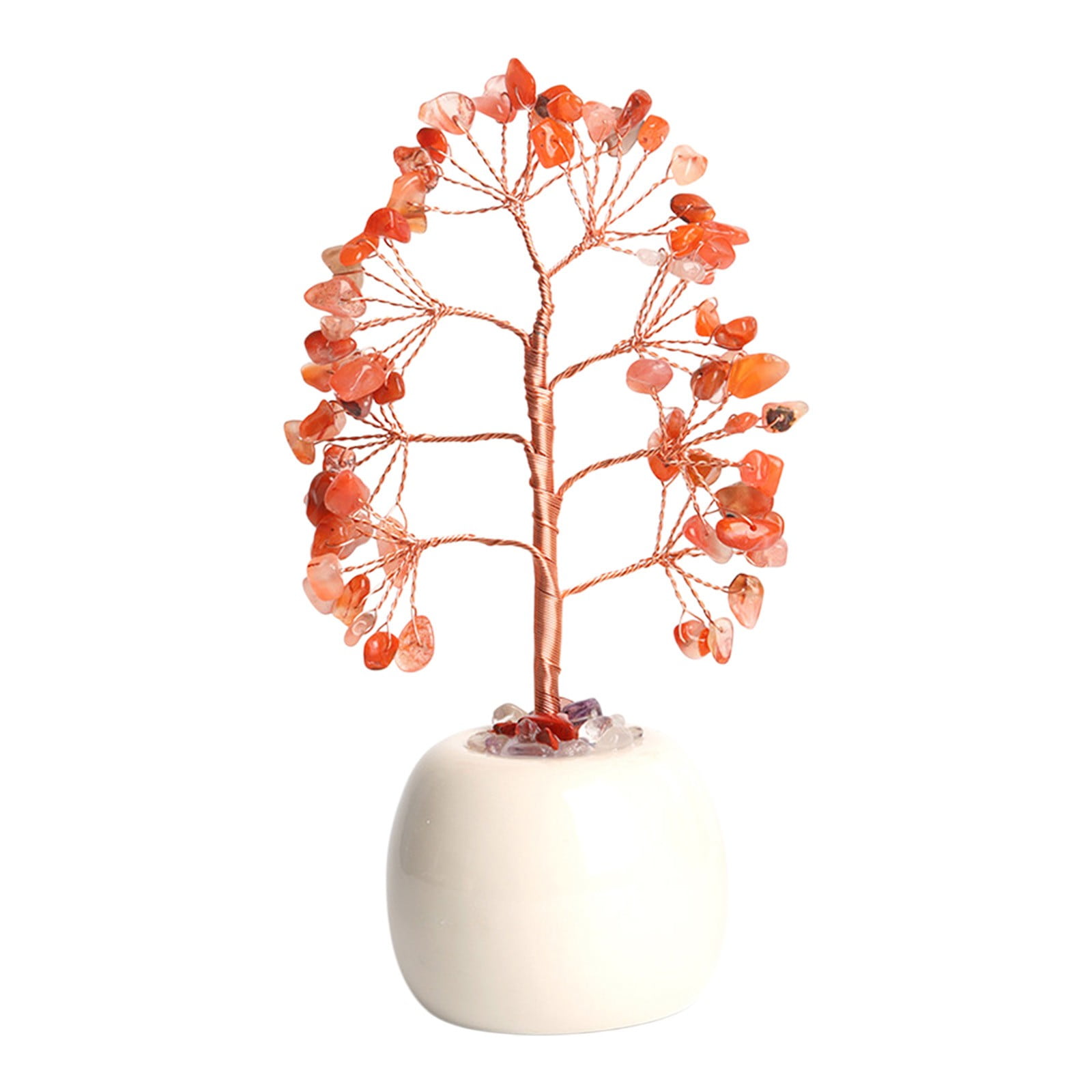 SUNYIK Tumbled Gemstone Denaro Albero Bonsai Lucky Fengshui Portafortuna Guarigione Decorazione Amethyst/Ctrine Tree on Rainbow Cluster Base(4