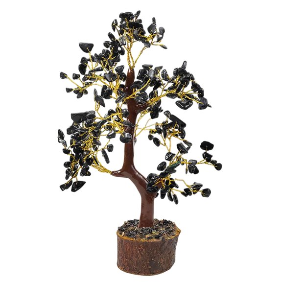 Crystal Tree, Reiki Infused Gemstone Tree, For Protection - Black Obsidian | For Grounding & Negative Energy Clearing | Feng Shui Tree Of Life Dcor | Handcrafted Design Tree - 1 Piece