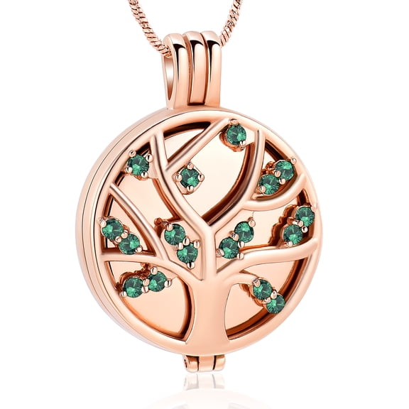 Crystal Tree of Life Cremation Pendant Small Urns For Ashes Keepsake Cremation Mini Urns Necklace