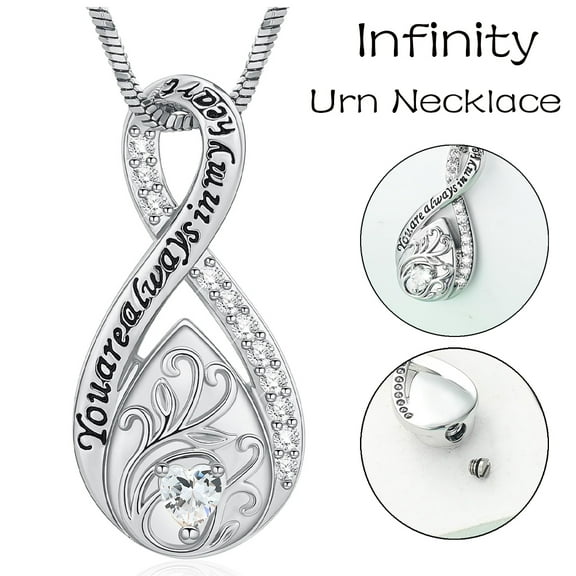 Crystal Tree of Life Urn Necklace for Ashes for Women Infinity Heart Cremation Jewelry Memorial Human Ashes Keepsake Urn Pendant Ash Holder