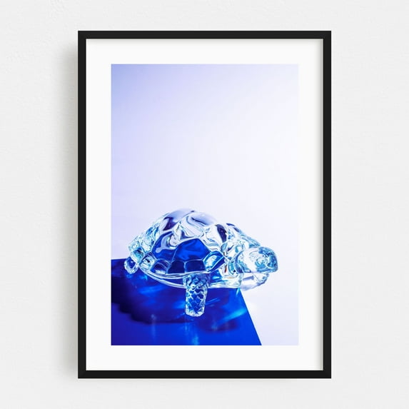 Crystal Turtle on Blue - Photography Black Framed Wall Art Print 6 x 8 inches
