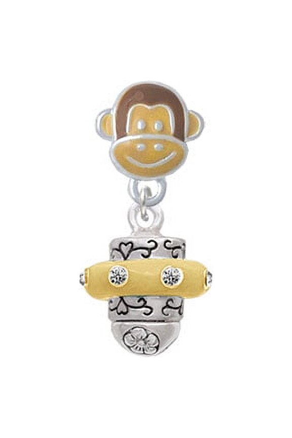 Crystal Two Tone Spinner - Monkey Face Charm Bead