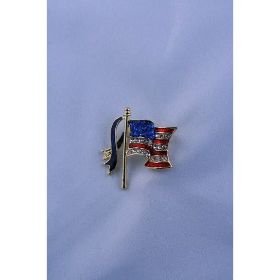 Crystal USA flag Pin, Patriotic American Red White Blue Rhinestone Flag Brooch Pin, 4th of July Jewelry Gift