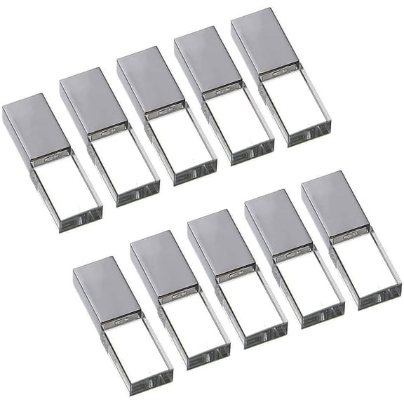 Crystal USB 3.0 Flash Drive Blue Light Gift USB Flash Drive no Logo Silver (USB3.0 8GB*10PACK)