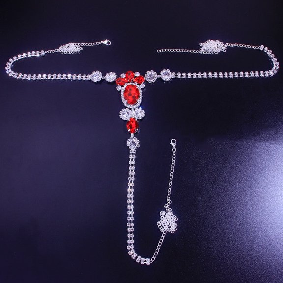 Crystal Underwear Thong Rhinestone Lingerie Panties Bling Belly Waist Chain Bikini Body Jewelry