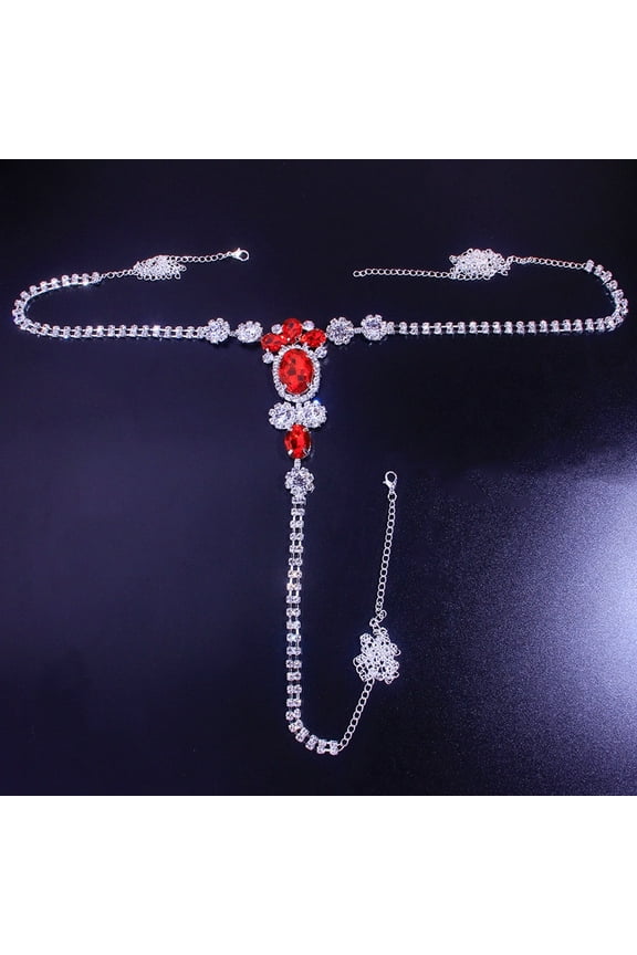 Crystal Underwear Thong Rhinestone Lingerie Panties Bling Belly Waist Chain Bikini Body Jewelry