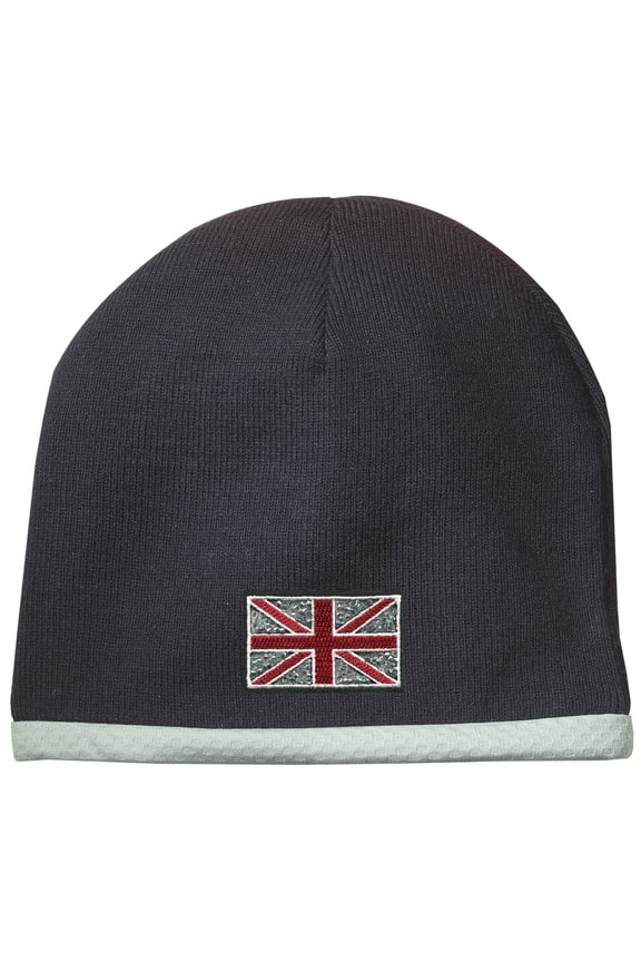 Crystal Union Jack Patch Performance Beanie Hat - Black
