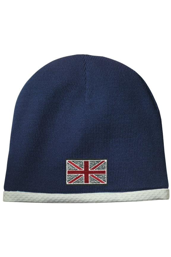 Crystal Union Jack Patch Performance Beanie Hat - True Navy