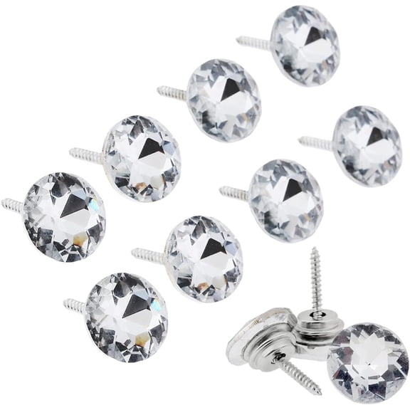 Crystal Upholstery Buttons 25 mm Crystal Upholstery Tacks Clear Crystal Head Upholstery Nails Imitate Diamond Buttons for Sewing DIY Sofa and Wall Decor (30 Pieces)