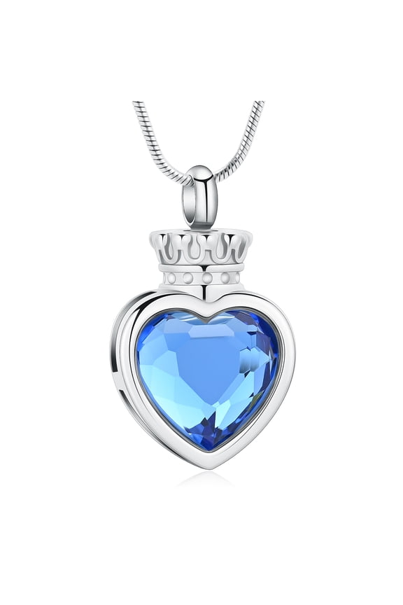 Crystal Urn Cremation Jewelry for Ashes Princess Queen Crown Heart Ash Urn Memorial Pendant Necklace Memorial Urn Necklace