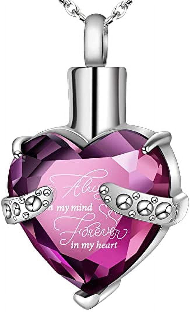 Crystal Urn Necklace Heart Memorial Keepsake Pendant Ash Holder