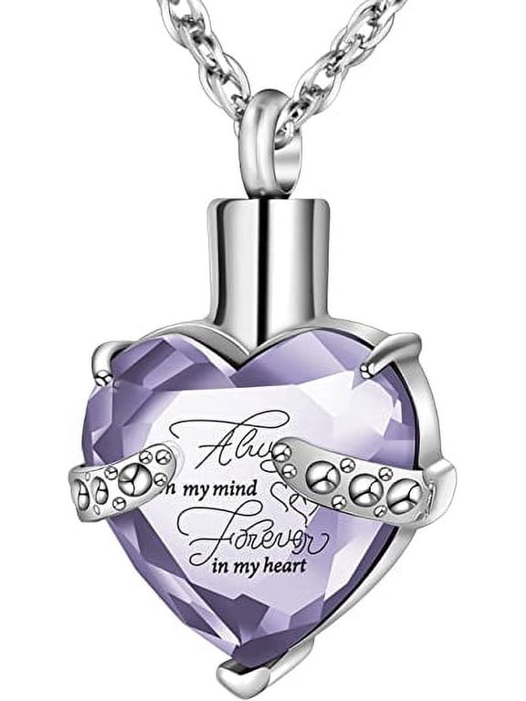 Crystal Urn Necklace Heart Memorial Keepsake Pendant Ash Holder Cremation Jewelry for Ashes
