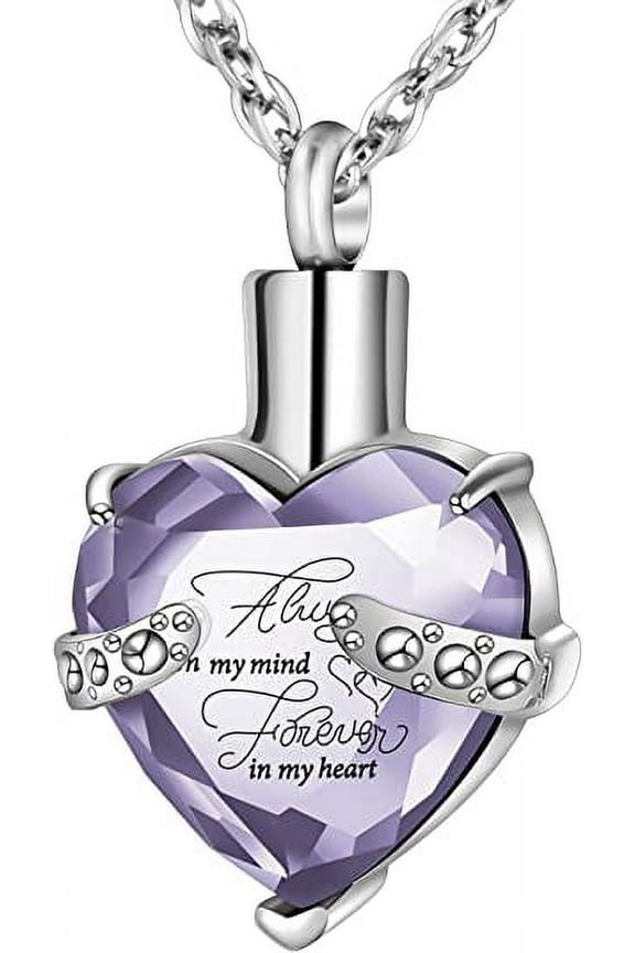 Crystal Urn Necklace Heart Memorial Keepsake Pendant Ash Holder Cremation Jewelry for Ashes
