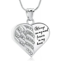 Crystal Urn Necklace for Ashes for Women Men Heart Cremation Angel Wing Urn Locket for Human / Pet Memorial Keepsake Necklace of Loved One