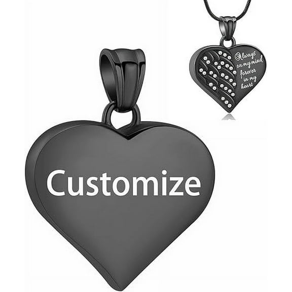 Crystal Urn Necklace for Ashes for Women Men Heart Cremation Angel Wing Urn Locket for Human / Pet Memorial Keepsake Necklace of Loved One