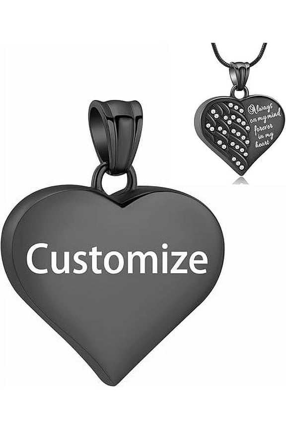 Crystal Urn Necklace for Ashes for Women Men Heart Cremation Angel Wing Urn Locket for Human / Pet Memorial Keepsake Necklace of Loved One