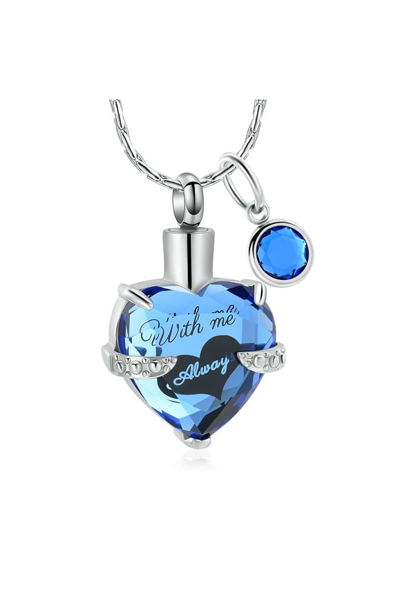 Crystal Urn Necklace for Human Ashes Heart With Birthstone Memorial Cremation Jewelry Ash Necklace Mini Keepsake Urn Memorial Ash Jewelry for Women
