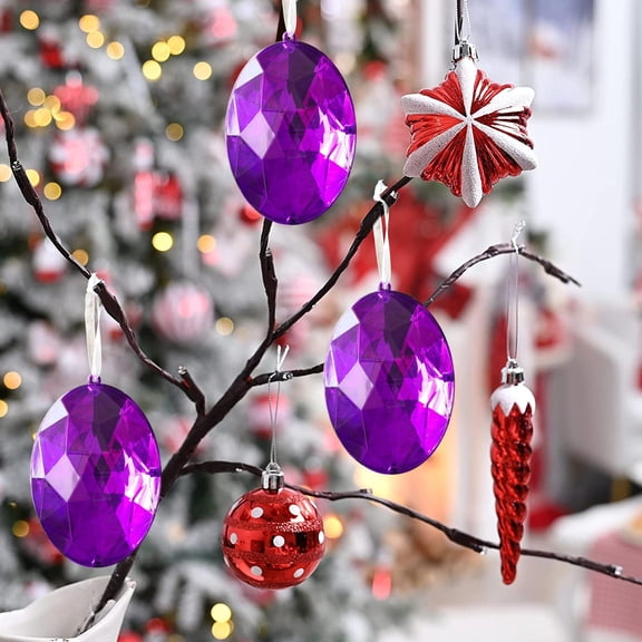 Crystal Valentine's Day And Christmas Decoration Set, Oval Crystal Glass Christmas Ball Ornaments, Hanging Crystal Prism Ornaments, For Wedding Parties And Home Décor