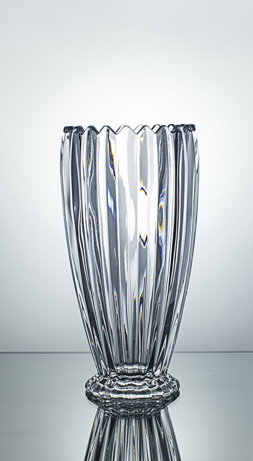 Crystal Vases for Flowers 11 Inch Tall Glass Centerpieces Living Room Wedding Decoration Lead Free