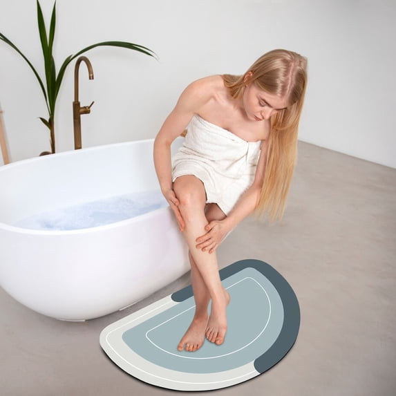 Crystal Velvet Bathroom Rug for In Front of Tub, Super Absorbent Quick-Dry Shower Mat with Non-Slip Rubber Backing, Washable No-Shed Bath Rug for Wet Floor Safety
