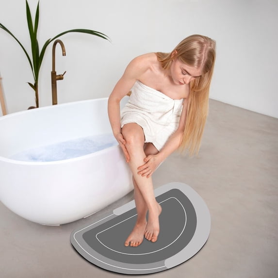 Crystal Velvet Bathroom Rug for In Front of Tub, Super Absorbent Quick-Dry Shower Mat with Non-Slip Rubber Backing, Washable No-Shed Bath Rug for Wet Floor Safety