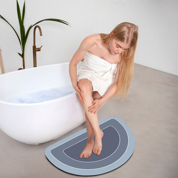 Crystal Velvet Bathroom Rug for In Front of Tub, Super Absorbent Quick-Dry Shower Mat with Non-Slip Rubber Backing, Washable No-Shed Bath Rug for Wet Floor Safety