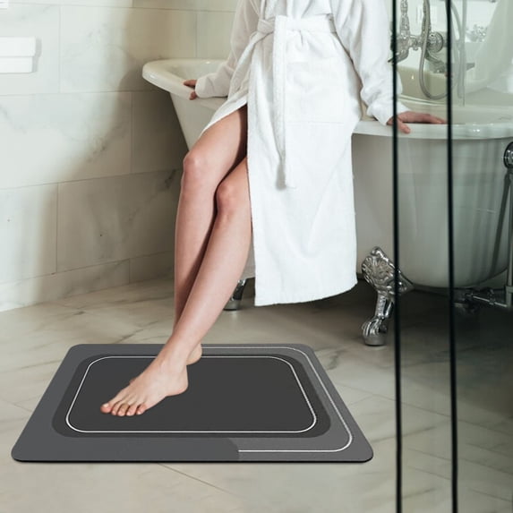 Crystal Velvet Bathroom Rug for In Front of Tub, Super Absorbent Quick-Dry Shower Mat with Non-Slip Rubber Backing, Washable No-Shed Bath Rug for Wet Floor Safety