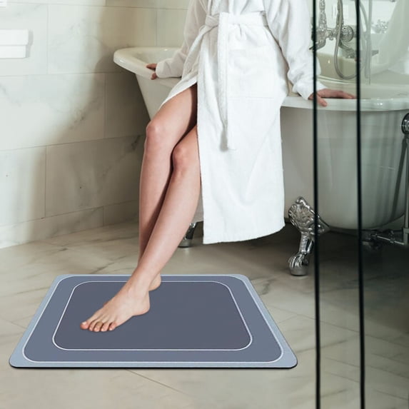 Crystal Velvet Bathroom Rug for In Front of Tub, Super Absorbent Quick-Dry Shower Mat with Non-Slip Rubber Backing, Washable No-Shed Bath Rug for Wet Floor Safety