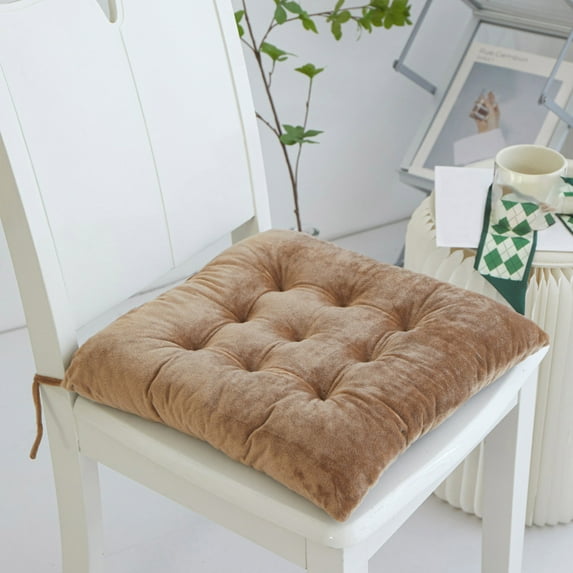 Crystal Velvet Chair Cushion 40x40cm Thick 3cm All-Season Office Sofa Seat Pad with Non-Slip Straps Removable Washable Solid Color Butt Pillow for Home Work Study Living Room