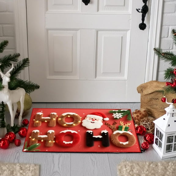 Crystal Velvet Christmas Mat, Waterproof Non-Slip Kitchen & Bathroom Rug, 23x16 Inch Soft Holiday Floor Mat for Home Decor, Easy Clean PolyesterMulticolor