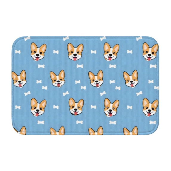 Crystal Velvet Floor Mat 23.6x15.7in Square Lock Edge Easy Cleaning Using Woven Technique Corrosion Resistant Bottom Drop Plastic Animal Dog Cartoon Pattern With Bones