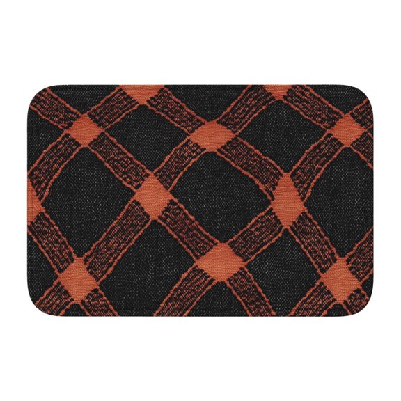 Crystal Velvet Floor Mat 23.6x15.7in Square Lock Edge Easy Cleaning Using Woven Technique Corrosion Resistant Bottom Drop Plastic Argyle Plaid Darksalmon_3