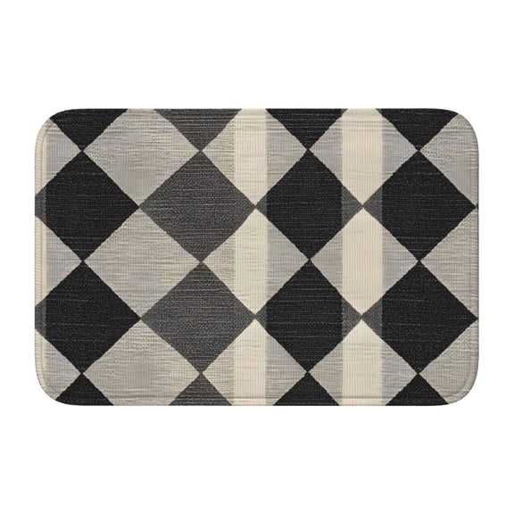 Crystal Velvet Floor Mat 23.6x15.7in Square Lock Edge Easy Cleaning Using Woven Technique Corrosion Resistant Bottom Drop Plastic Argyle Plaid Dimgray_40978_3