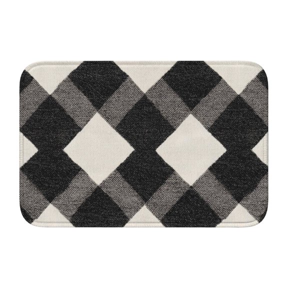 Crystal Velvet Floor Mat 23.6x15.7in Square Lock Edge Easy Cleaning Using Woven Technique Corrosion Resistant Bottom Drop Plastic Argyle Plaid Dimgray_4