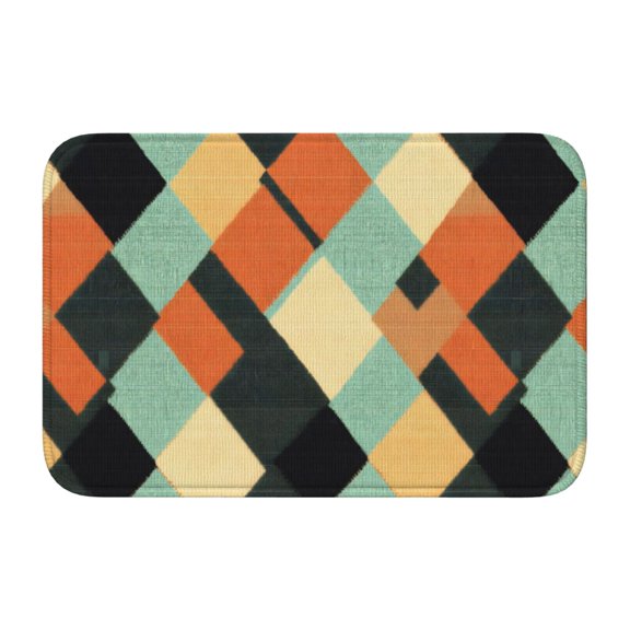 Crystal Velvet Floor Mat 23.6x15.7in Square Lock Edge Easy Cleaning Using Woven Technique Corrosion Resistant Bottom Drop Plastic Argyle Plaid Lightcoral_3