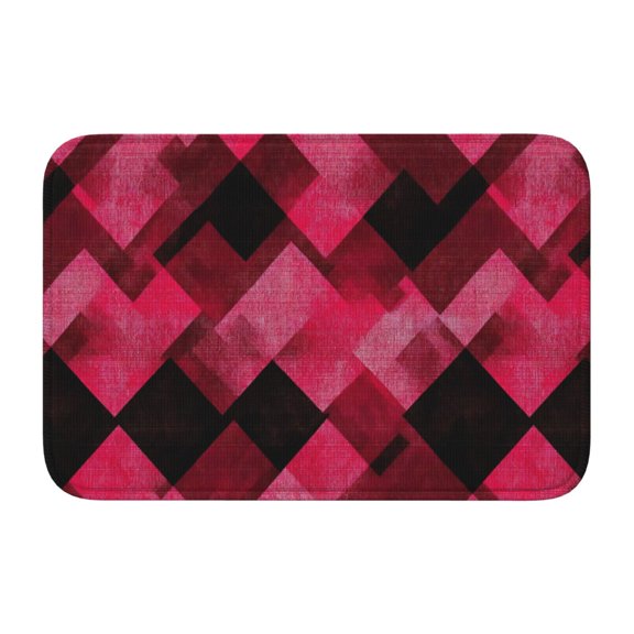 Crystal Velvet Floor Mat 23.6x15.7in Square Lock Edge Easy Cleaning Using Woven Technique Corrosion Resistant Bottom Drop Plastic Argyle Plaid Magenta_1
