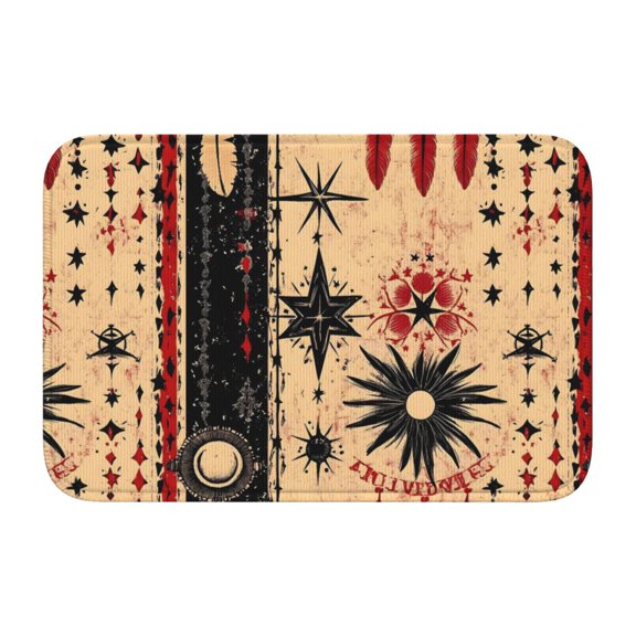 Crystal Velvet Floor Mat 23.6x15.7in Square Lock Edge Easy Cleaning Using Woven Technique Corrosion Resistant Bottom Drop Plastic Bohemian Stars