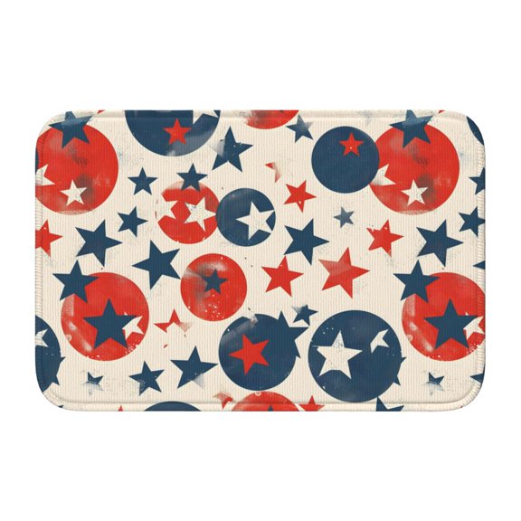 Crystal Velvet Floor Mat 23.6x15.7in Square Lock Edge Easy Cleaning Using Woven Technique Corrosion Resistant Bottom Drop Plastic Independence Day Theme Star (2)