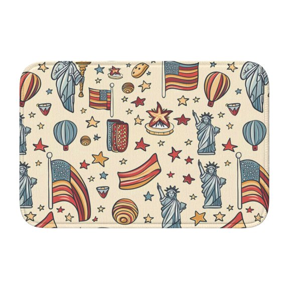 Crystal Velvet Floor Mat 23.6x15.7in Square Lock Edge Easy Cleaning Using Woven Technique Corrosion Resistant Bottom Drop Plastic Independence Day Theme Elements Star (4)