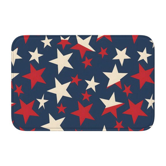 Crystal Velvet Floor Mat 23.6x15.7in Square Lock Edge Easy Cleaning Using Woven Technique Corrosion Resistant Bottom Drop Plastic Independence Day Theme Star (1)