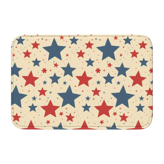 Crystal Velvet Floor Mat 23.6x15.7in Square Lock Edge Easy Cleaning Using Woven Technique Corrosion Resistant Bottom Drop Plastic Independence Day Theme Elements Star (1)