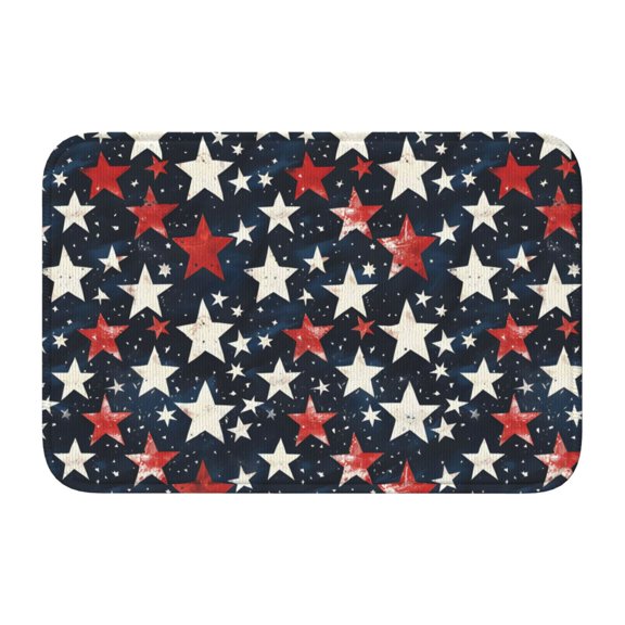 Crystal Velvet Floor Mat 23.6x15.7in Square Lock Edge Easy Cleaning Using Woven Technique Corrosion Resistant Bottom Drop Plastic Independence Day Theme Star (10)