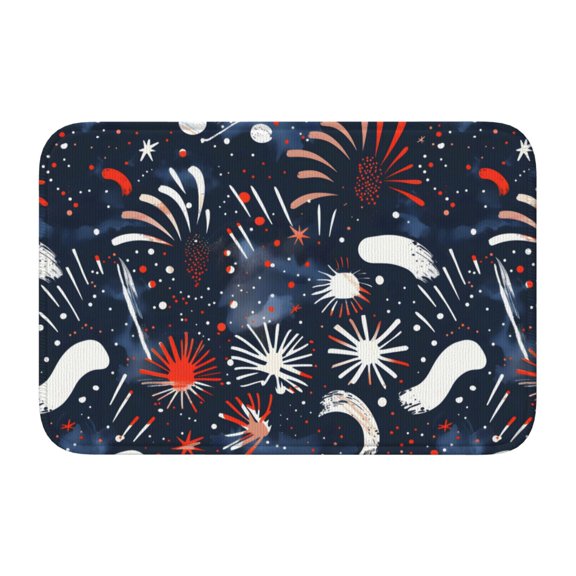 Crystal Velvet Floor Mat 23.6x15.7in Square Lock Edge Easy Cleaning Using Woven Technique Corrosion Resistant Bottom Drop Plastic Independence Day Theme Star (3)