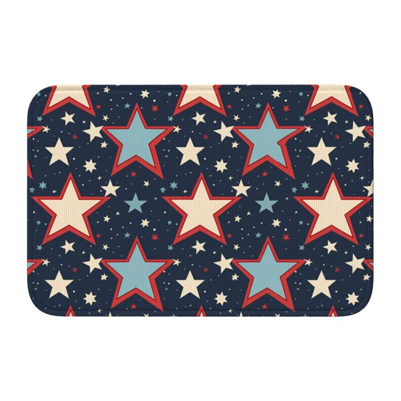 Crystal Velvet Floor Mat 23.6x15.7in Square Lock Edge Easy Cleaning Using Woven Technique Corrosion Resistant Bottom Drop Plastic Independence Day Theme Elements Star (6)