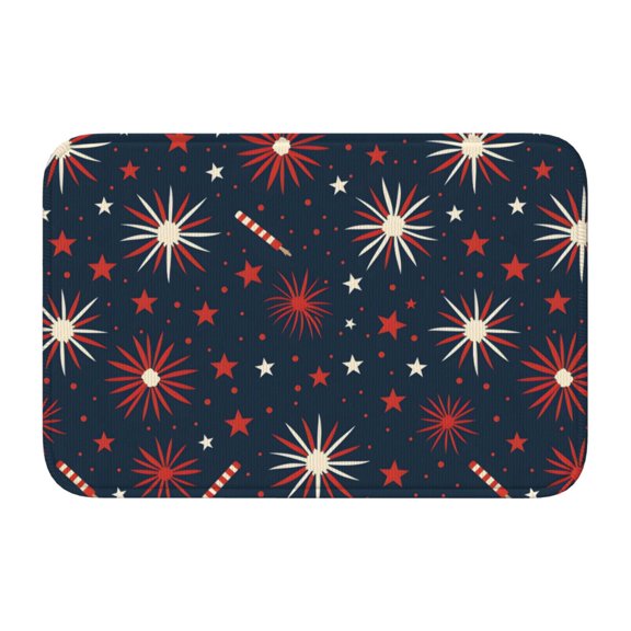 Crystal Velvet Floor Mat 23.6x15.7in Square Lock Edge Easy Cleaning Using Woven Technique Corrosion Resistant Bottom Drop Plastic Independence Day Theme Star (11)