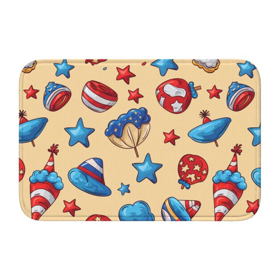 Crystal Velvet Floor Mat 23.6x15.7in Square Lock Edge Easy Cleaning Using Woven Technique Corrosion Resistant Bottom Drop Plastic Independence Day Theme Elements Star (3)