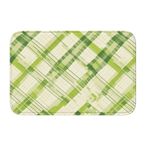 Crystal Velvet Floor Mat 23.6x15.7in Square Lock Edge Easy Cleaning Using Woven Technique Corrosion Resistant Bottom Drop Plastic Lime Houndstooth Hand-Drawn Sketch_4