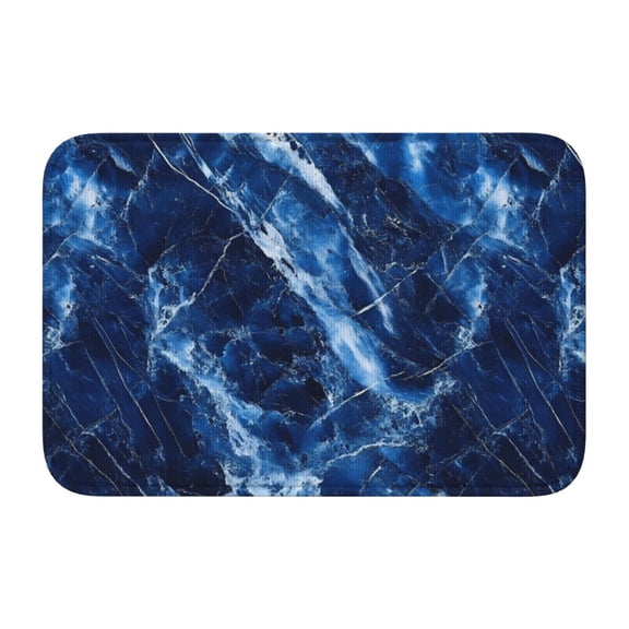 Crystal Velvet Floor Mat 23.6x15.7in Square Lock Edge Easy Cleaning Using Woven Technique Corrosion Resistant Bottom Drop Plastic Royalblue Marble_1