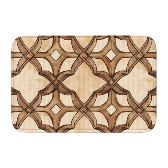 Crystal Velvet Floor Mat 23.6x15.7in Square Lock Edge Easy Cleaning Using Woven Technique Corrosion Resistant Bottom Drop Plastic Sandybrown Moroccan Trellis Hand-Drawn Sketch_4