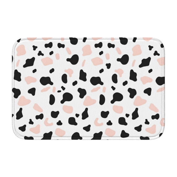 Crystal Velvet Floor Mat 23.6x15.7in Square Lock Edge Easy Cleaning Using Woven Technique Corrosion Resistant Bottom Drop Plastic Simple Cow-Print Pattern1_2
